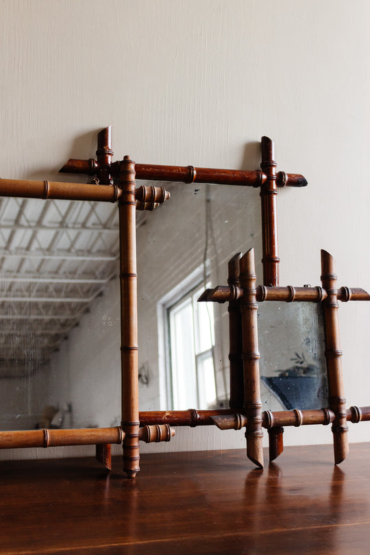1930s french large faux bamboo mirror