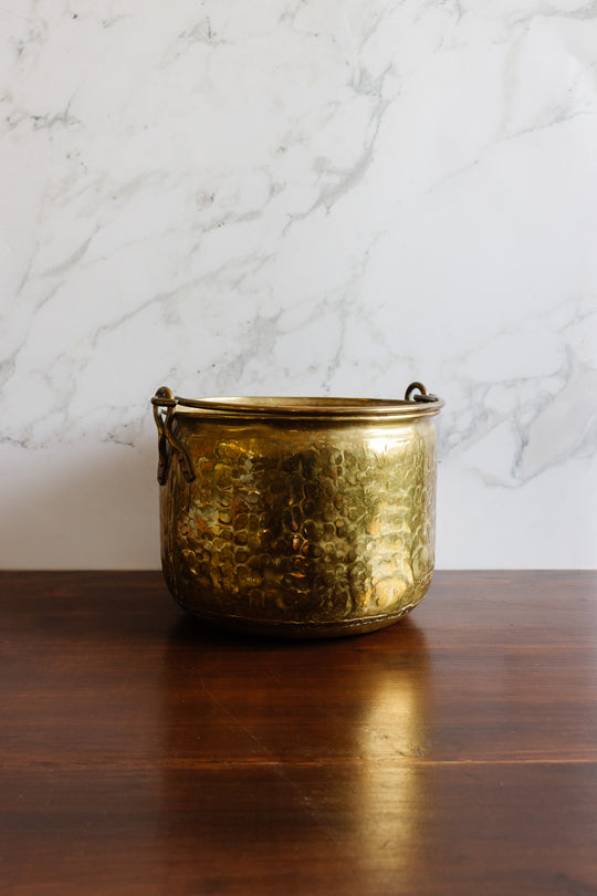 vintage french hammered brass bucket