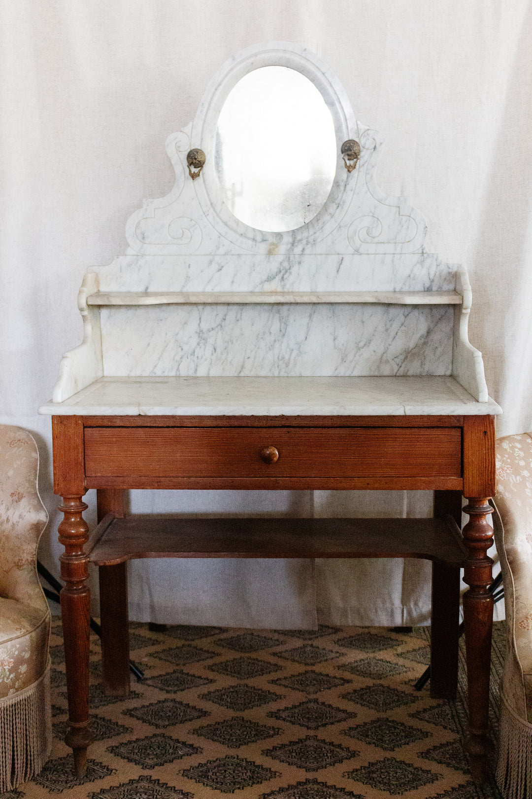 antique french marble top coiffeuse