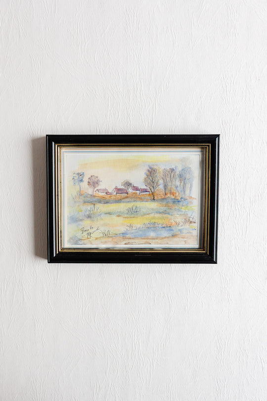 vintage french landscape watercolour pair