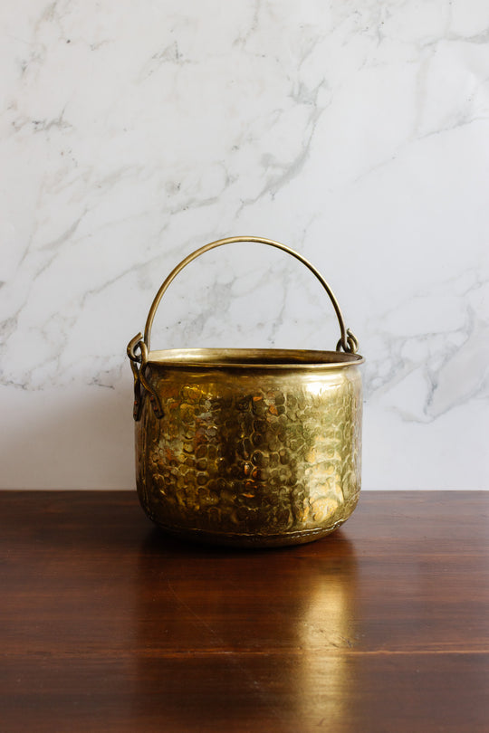 vintage french hammered brass bucket