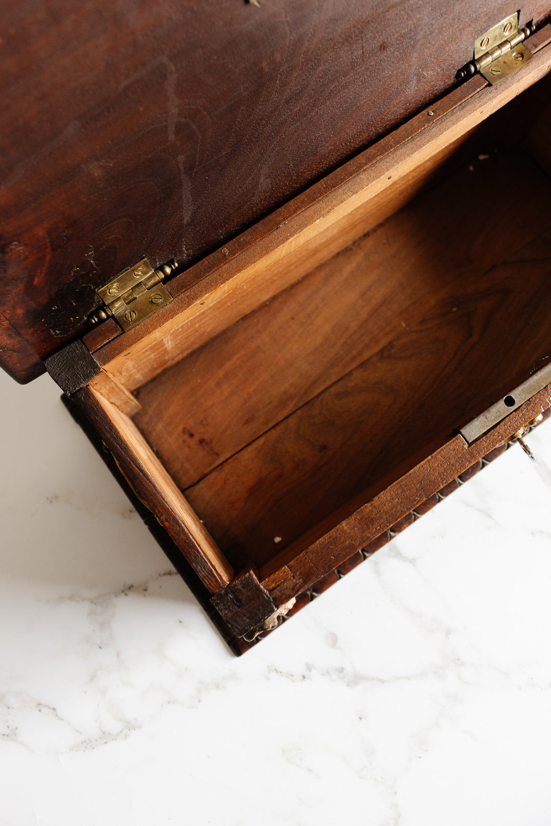 antique french hand carved wood box