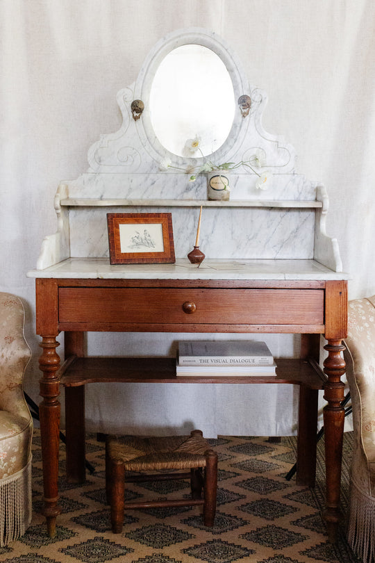 antique french marble top coiffeuse