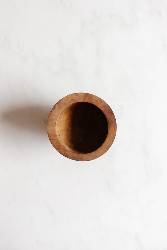 vintage french turned wood mortar and pestle