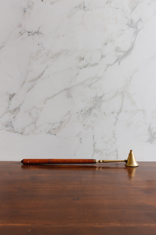 antique french candle snuffer with wood handle