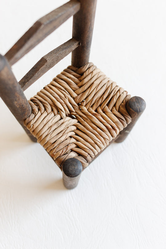 vintage french wood and rattan salesmen sample chair