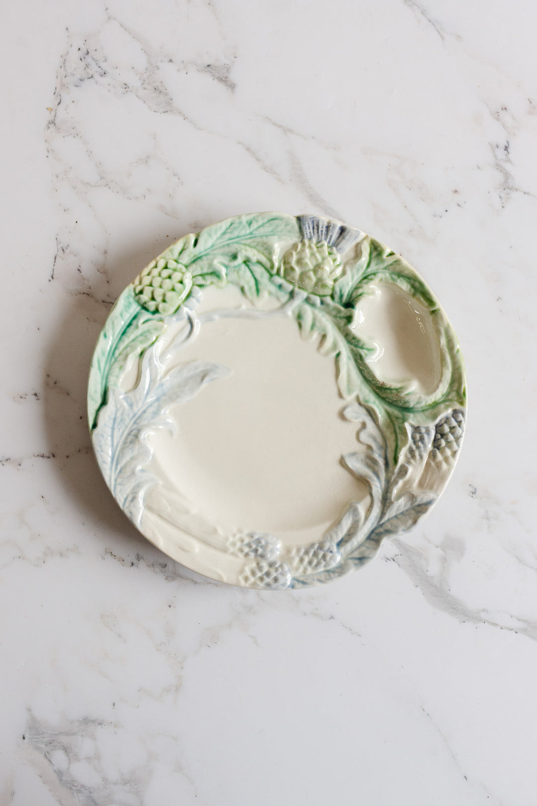 set of antique french majolica asparagus dishes