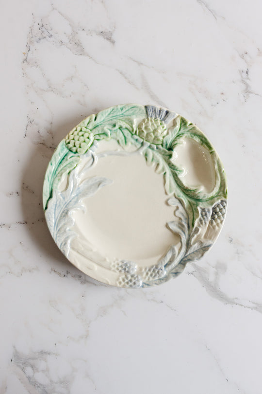 set of antique french majolica asparagus dishes