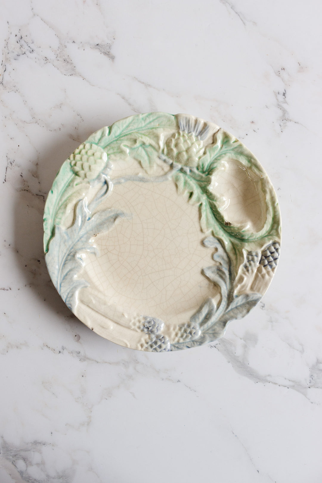 set of antique french majolica asparagus dishes