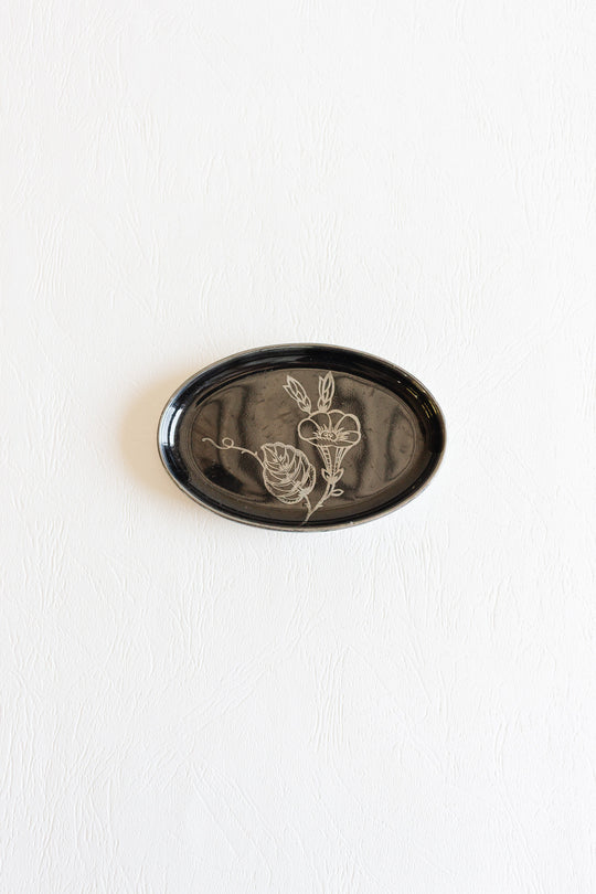 vintage german silver-overlay porcelain dish