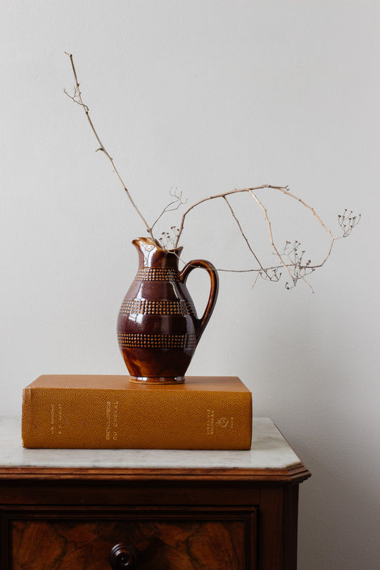 vintage french signed stoneware pitcher