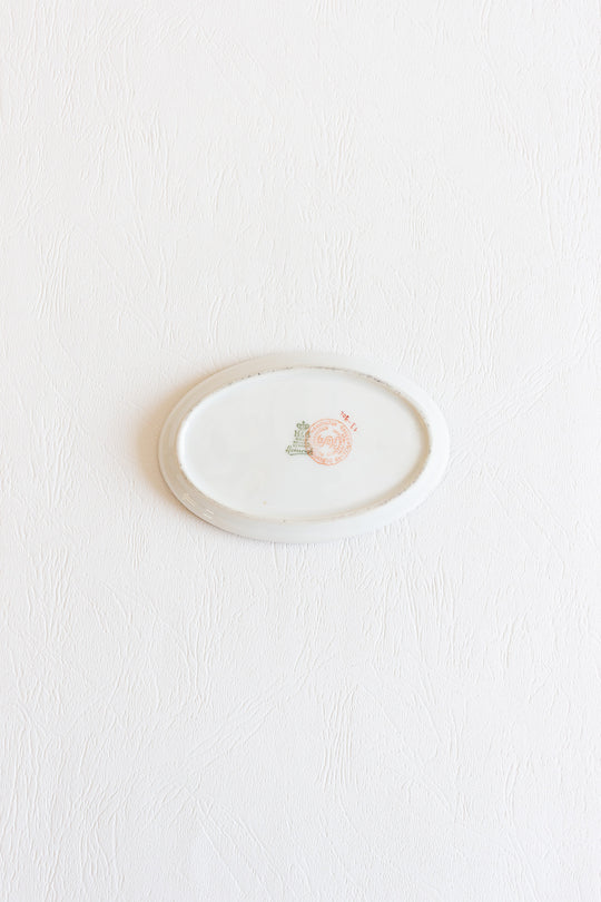 vintage german silver-overlay porcelain dish