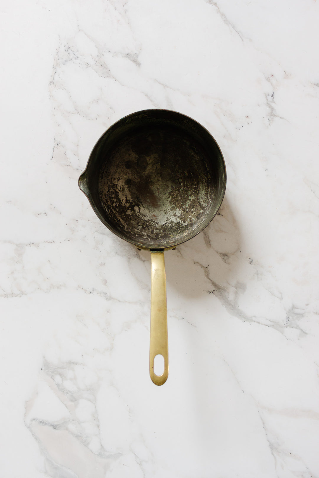 set of 5 antique french graduated copper sauce pots