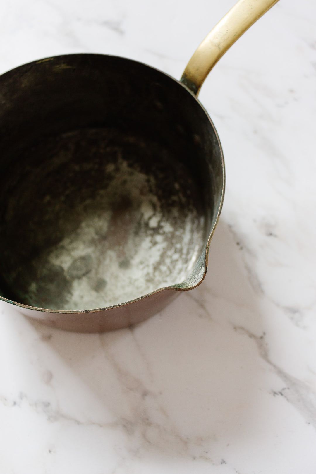 set of 5 antique french graduated copper sauce pots