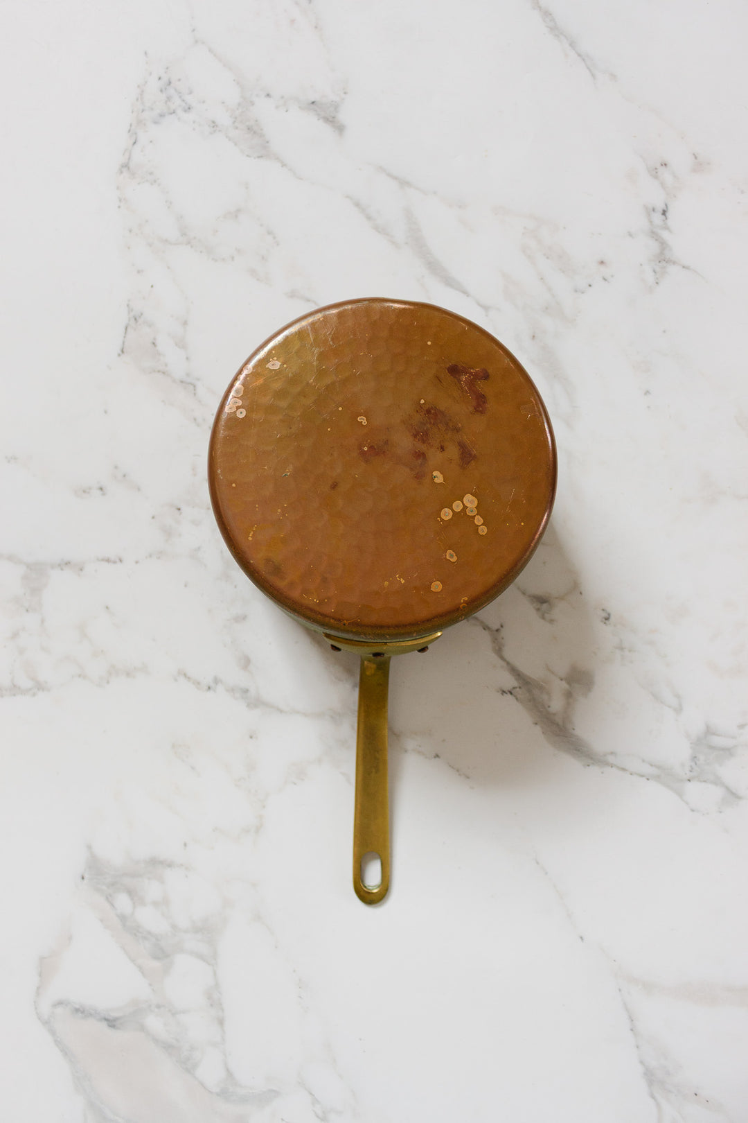 set of 5 antique french graduated copper sauce pots