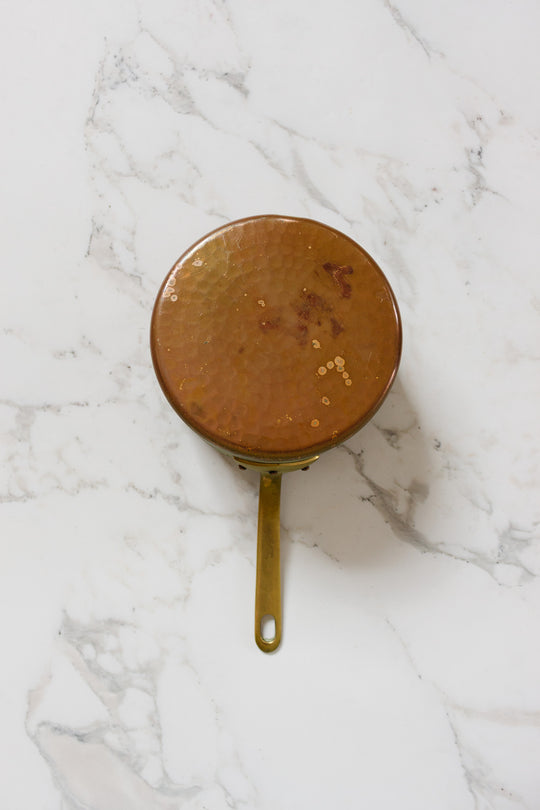 set of 5 antique french graduated copper sauce pots