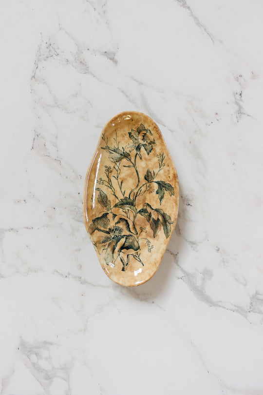 antique french "rose de noël" ravier
