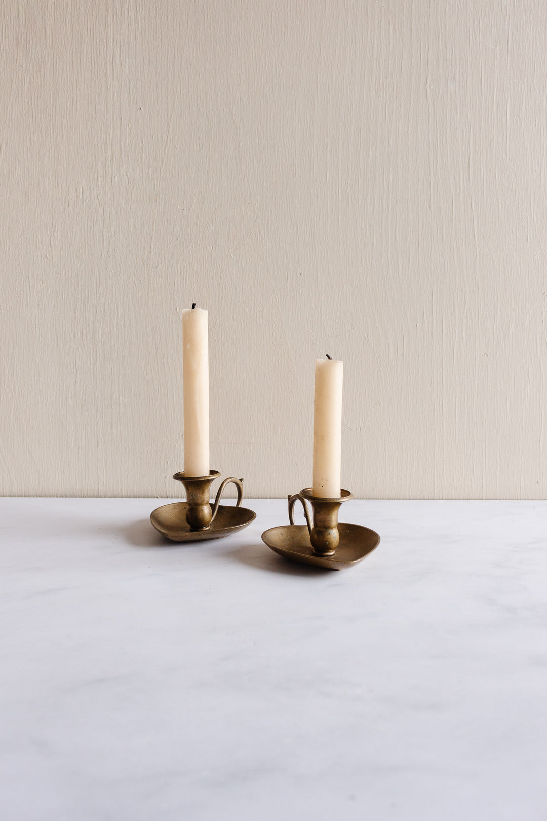 pair of vintage french heart shaped chambersticks