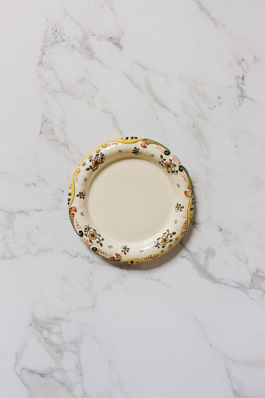 antique french hand painted "mont st. michel" butter dish,