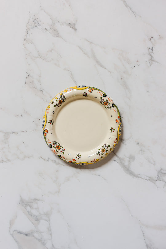 antique french hand painted "mont st. michel" butter dish,