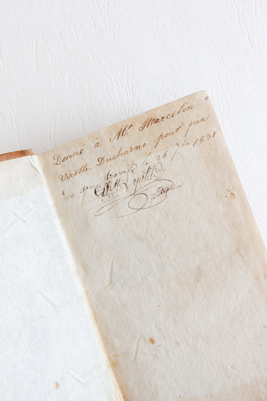 antique french leather "Morceaux Choisis de Buffon" book - 1809