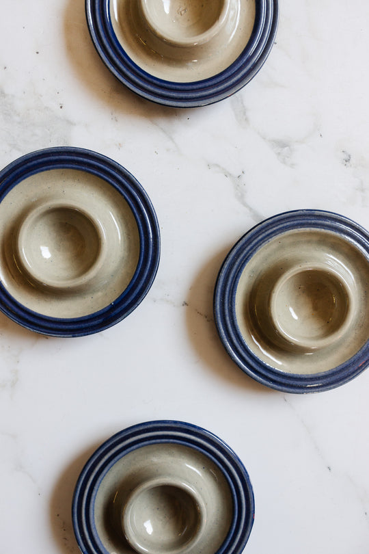 vintage german stoneware egg cups, set of 4