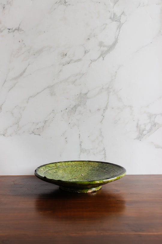 antique french glazed pottery green bowl