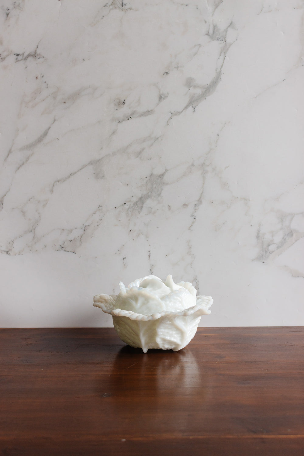 vintage french opaline lidded cabbage bowl