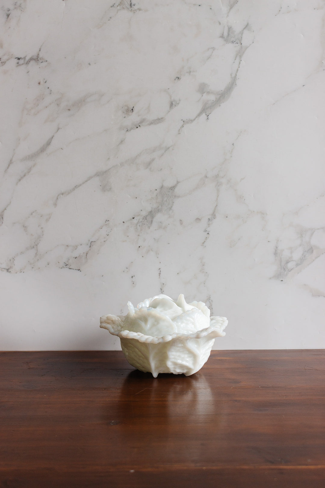 vintage french opaline lidded cabbage bowl
