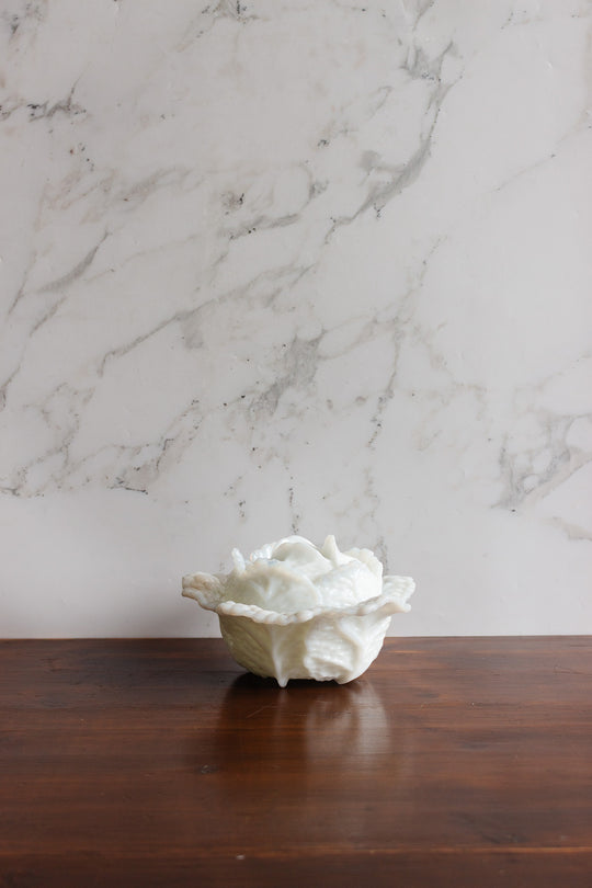 vintage french opaline lidded cabbage bowl