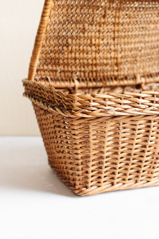 vintage French petite woven gathering basket