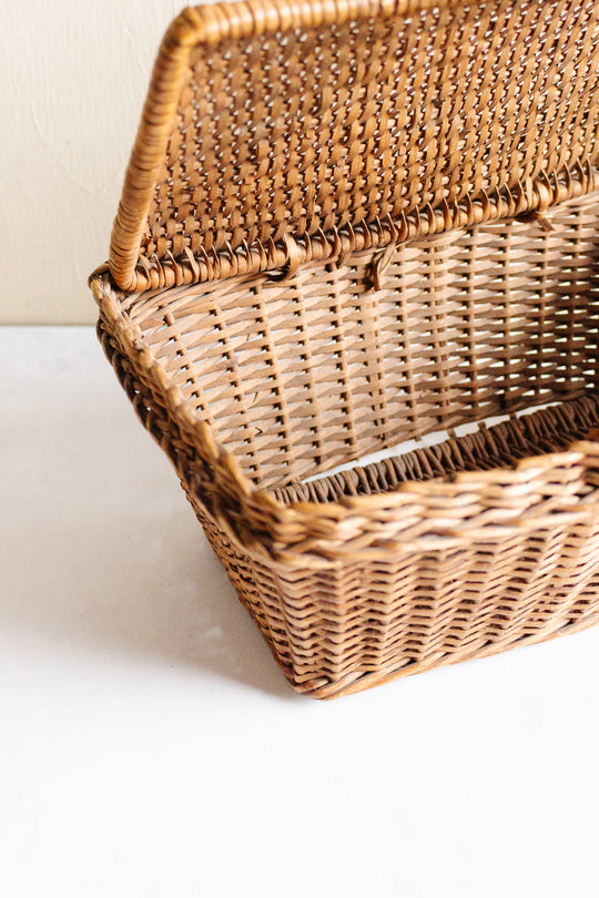 vintage French petite woven gathering basket