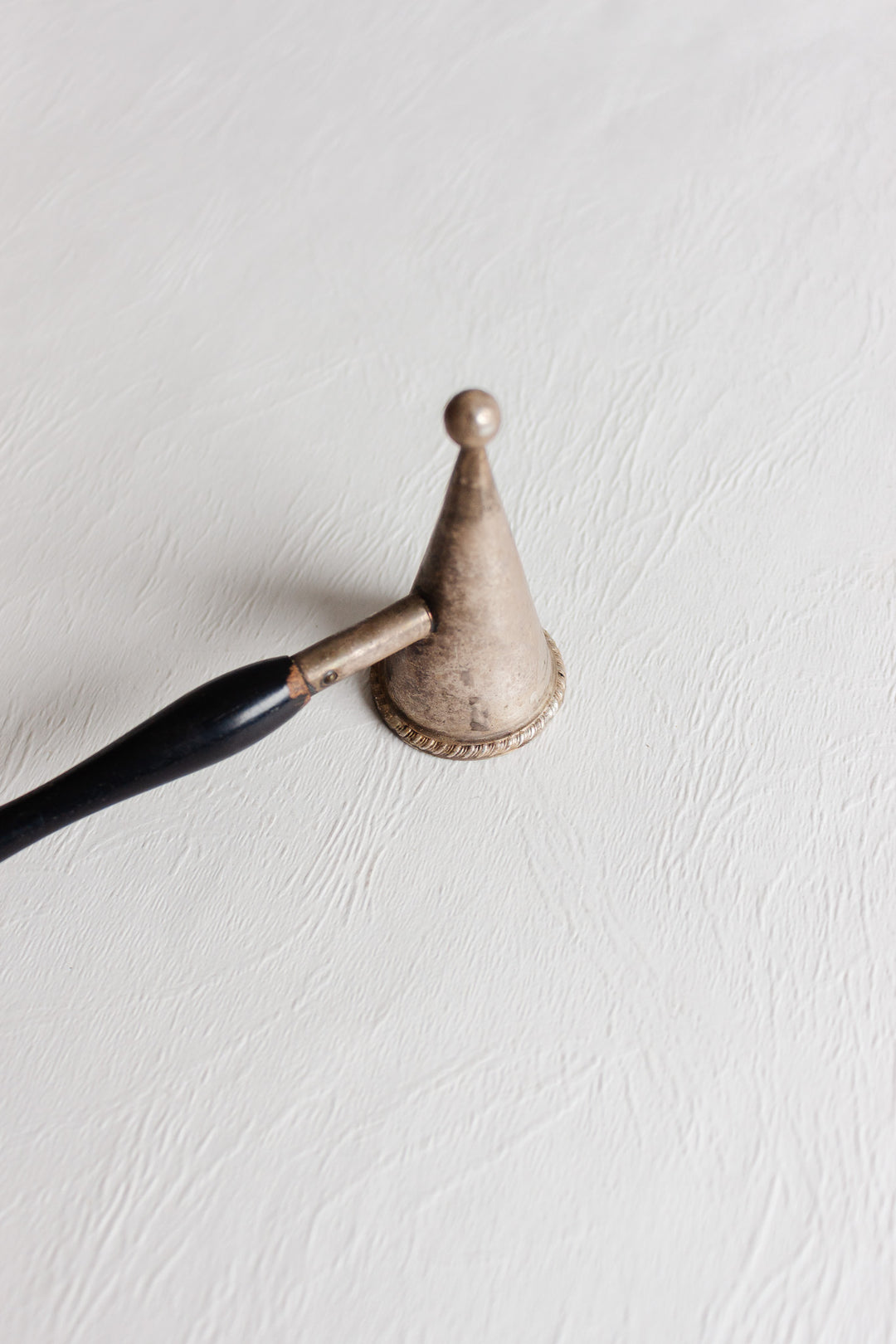 antique european candle snuffer with rosewood handle