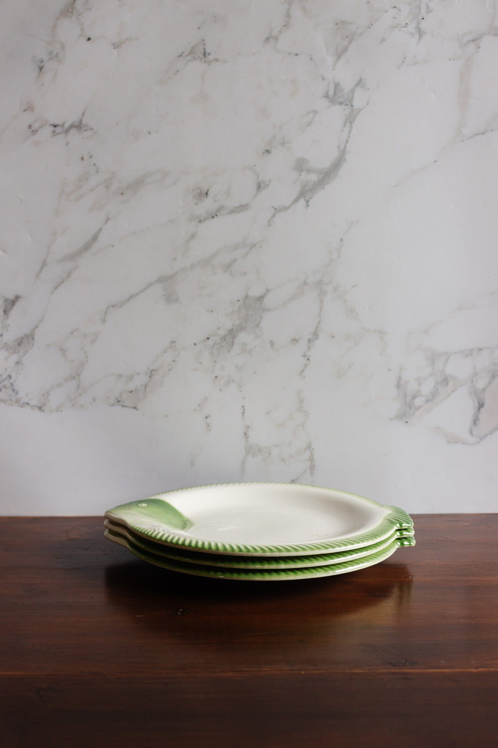 set of 3 antique french fish plates