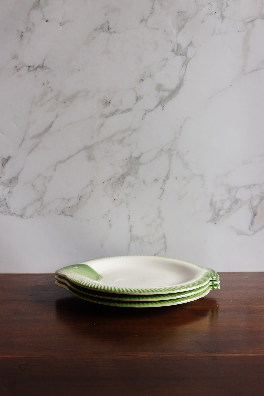 set of 3 antique french fish plates
