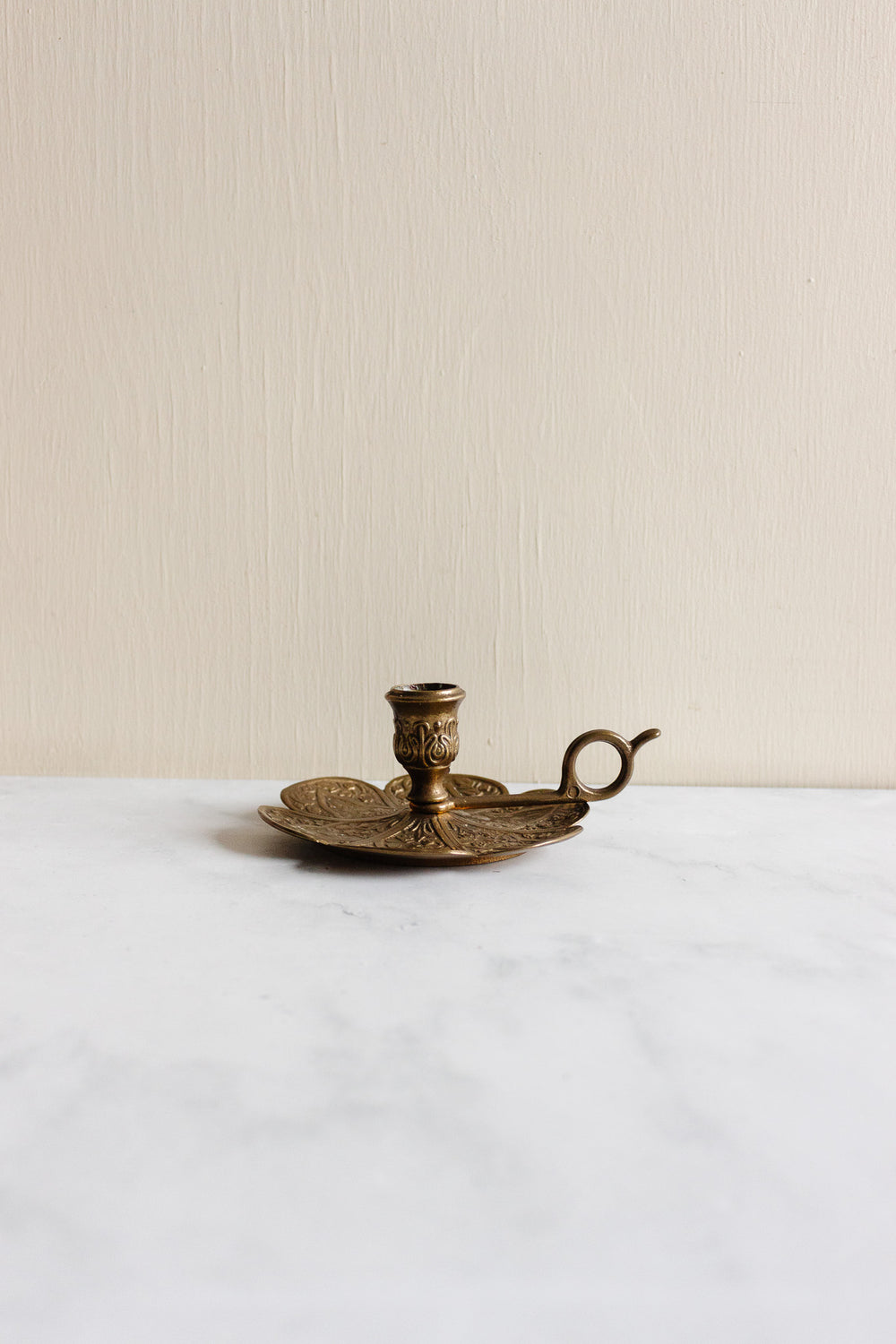 antique french brass embossed floral chamberstick