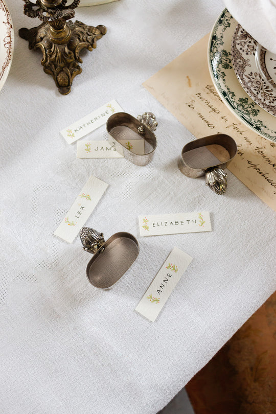 vintage french napkin ring and place card holder set of 6