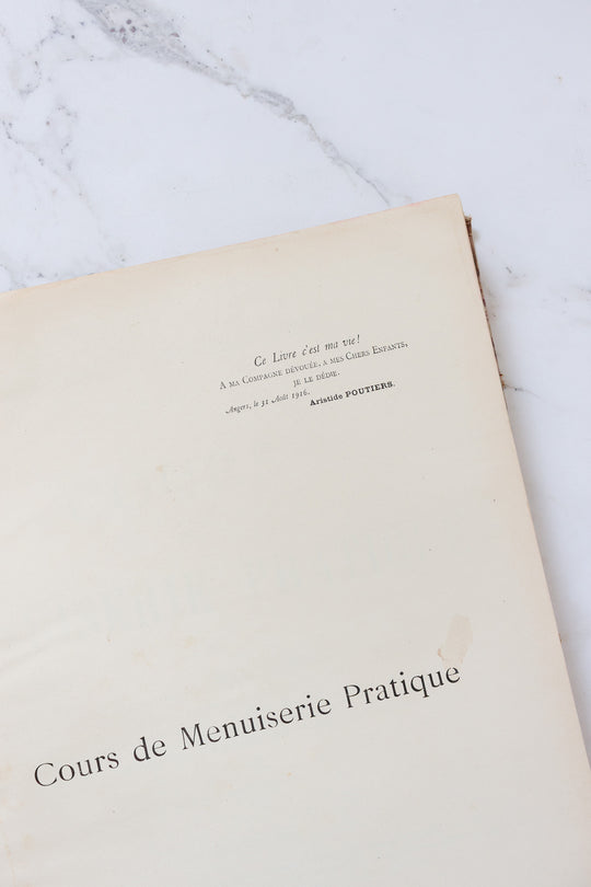 1917 french hardcover "cours de menuiserie pratique" large scale book