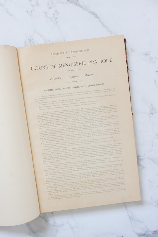1917 french hardcover "cours de menuiserie pratique" large scale book