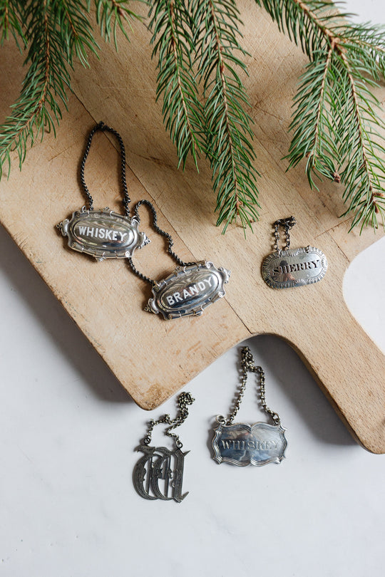 vintage English liquor decanter  tags