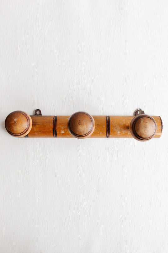 vintage french carved wood portemanteau