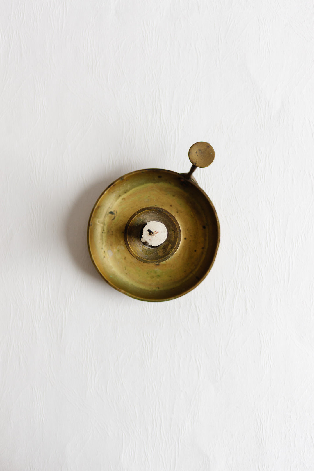 antique french brass chamberstick with ring handle