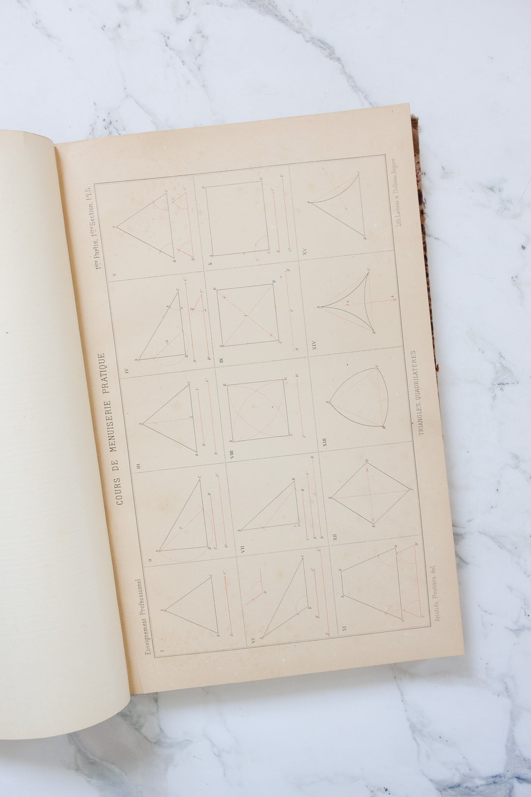 1917 french hardcover "cours de menuiserie pratique" large scale book