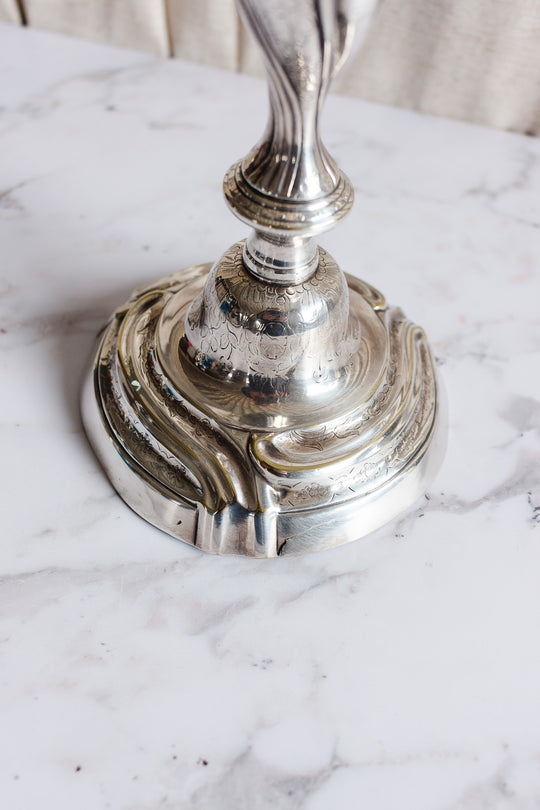 pair of 1920s French art nouveau silver plate candlesticks