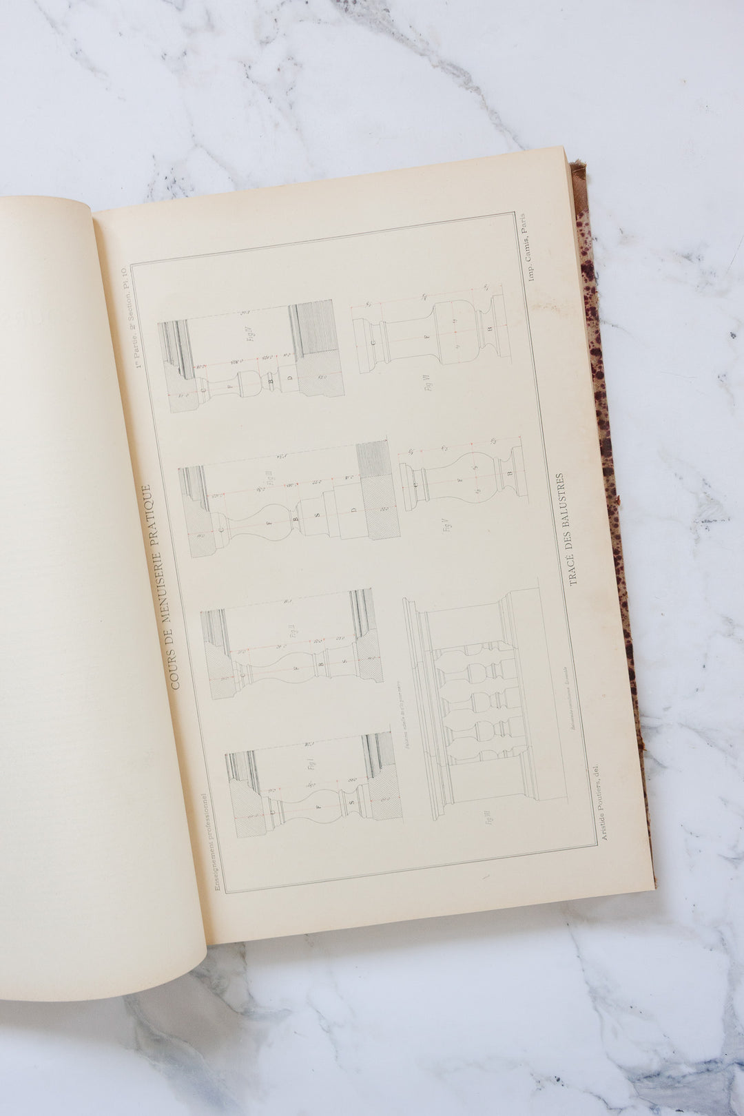 1917 french hardcover "cours de menuiserie pratique" large scale book