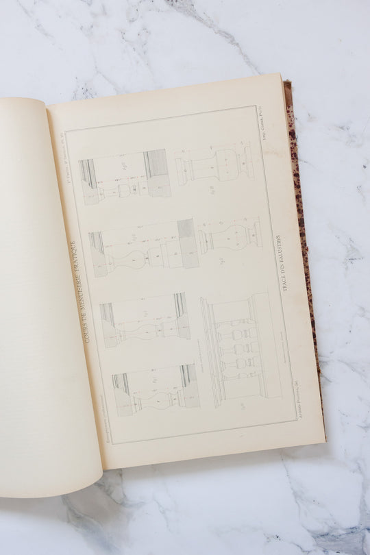 1917 french hardcover "cours de menuiserie pratique" large scale book