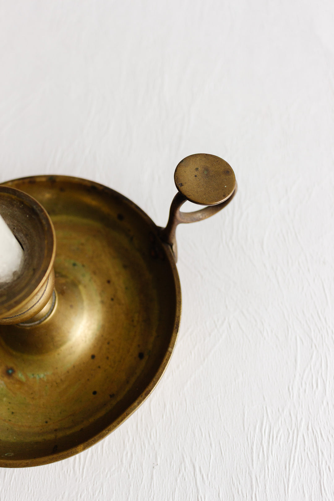 antique french brass chamberstick with ring handle