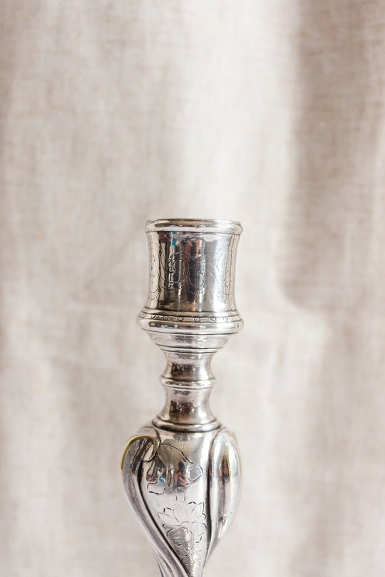 pair of 1920s French art nouveau silver plate candlesticks