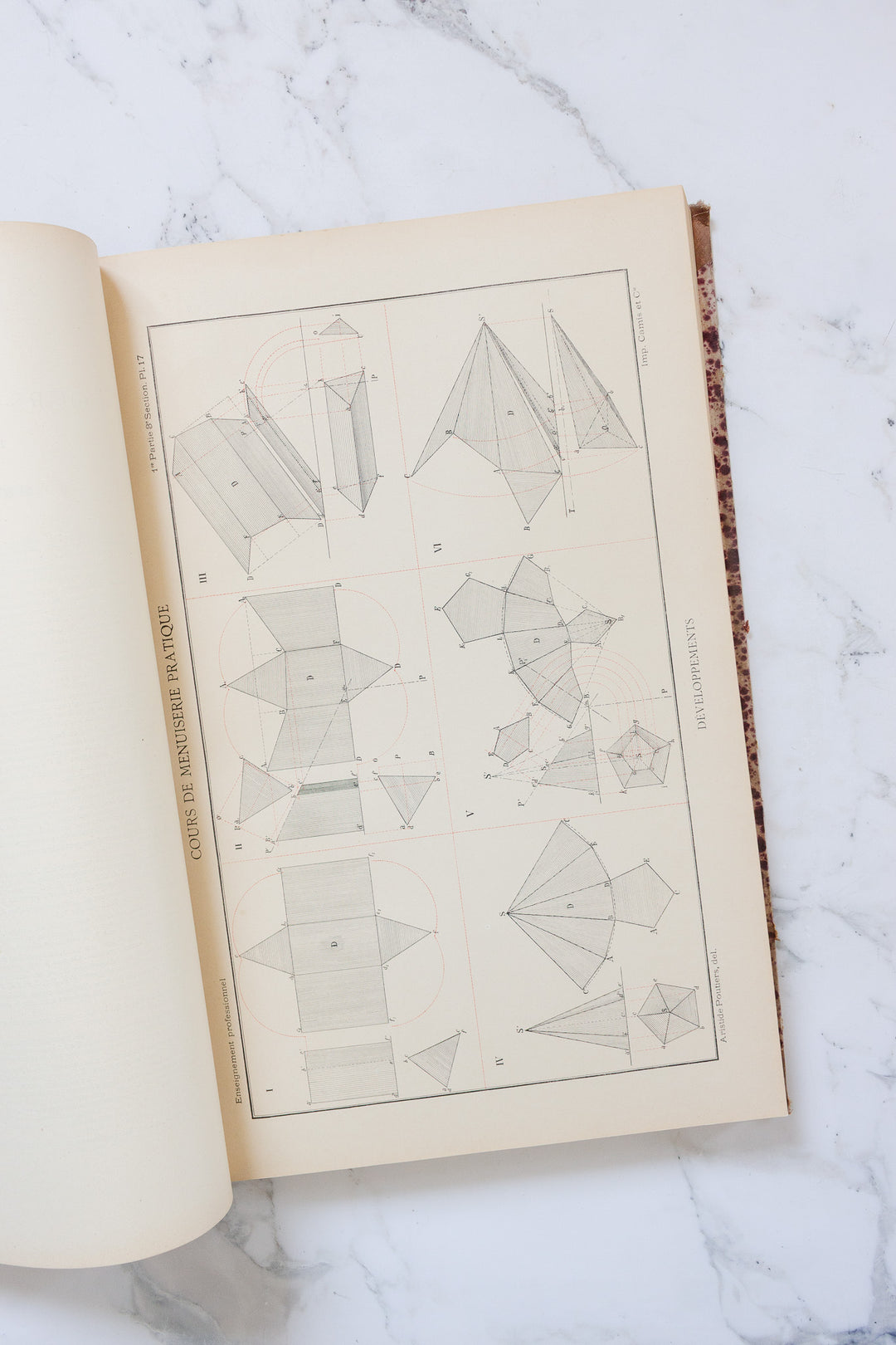1917 french hardcover "cours de menuiserie pratique" large scale book
