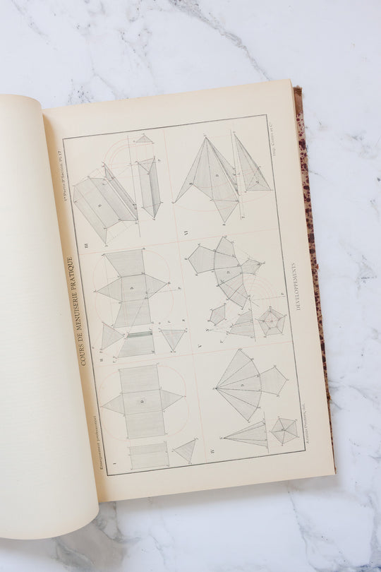 1917 french hardcover "cours de menuiserie pratique" large scale book